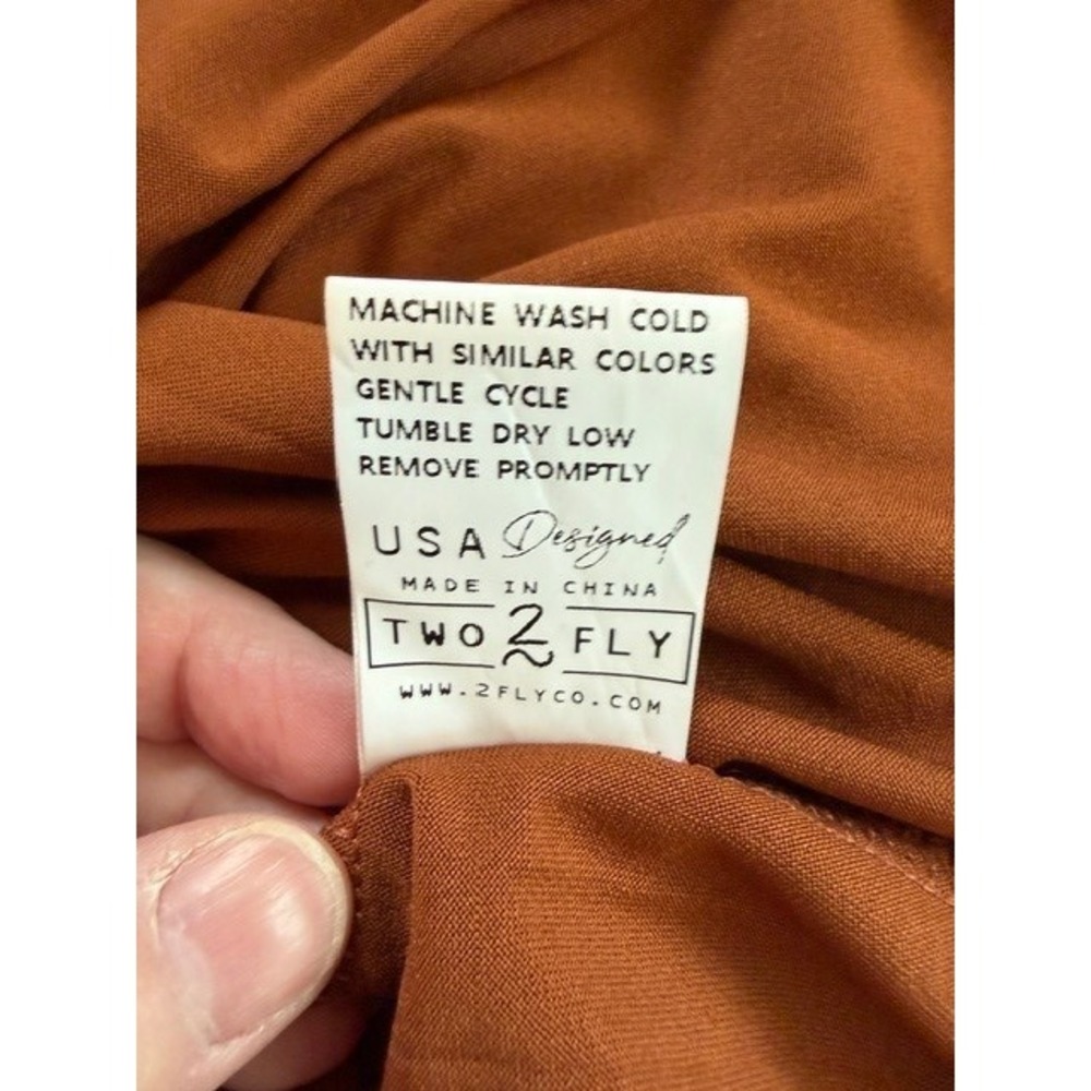 2 Fly Co. The Cimmaron Dress Button Smocked Waist Midi Dress XL New - Picture 7 of 8